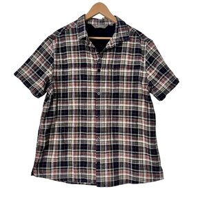 Mountain Warehouse Coconut Slub Texture Button Up Short Sleeve Shirt Plaid Sz XL